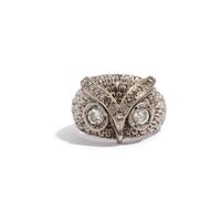 WHITE GOLD AND DIAMOND OWL RING