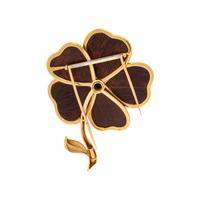 VAN CLEEF & ARPELS, WOOD AND DIAMOND 'NERVAL' BROOCH