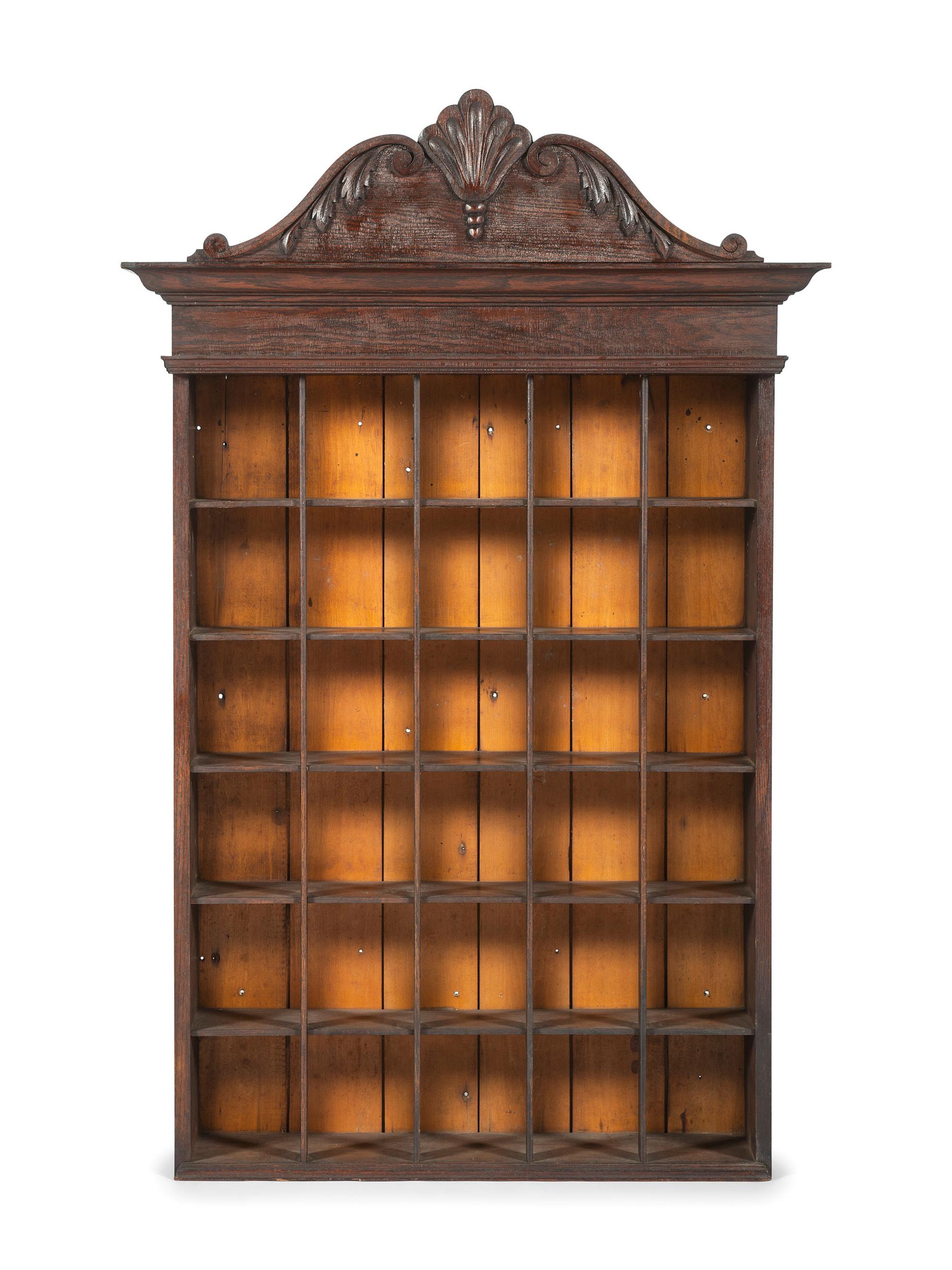 A Carved Oak Shaving Mug Rack