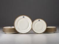 [TRANSPORTATION] - [ZEPPELIN]. Set of Deutsche Zeppelin-Reederei porcelain with dinner plates, salad plates, and sherbet glasses.
