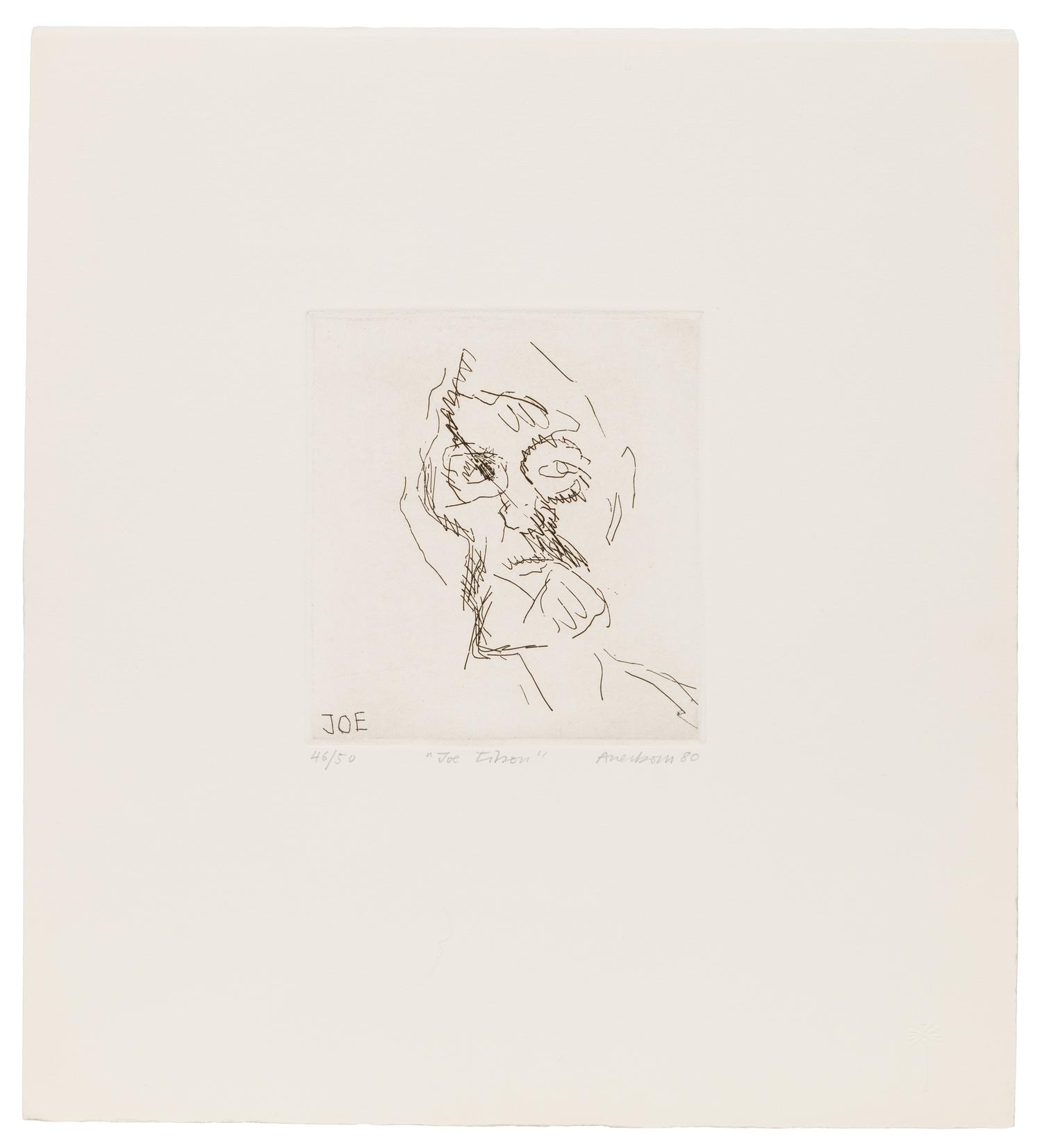 Frank Auerbach, (British, b. 1931), Joe Tilson (from Six Etchings of Heads), 1980