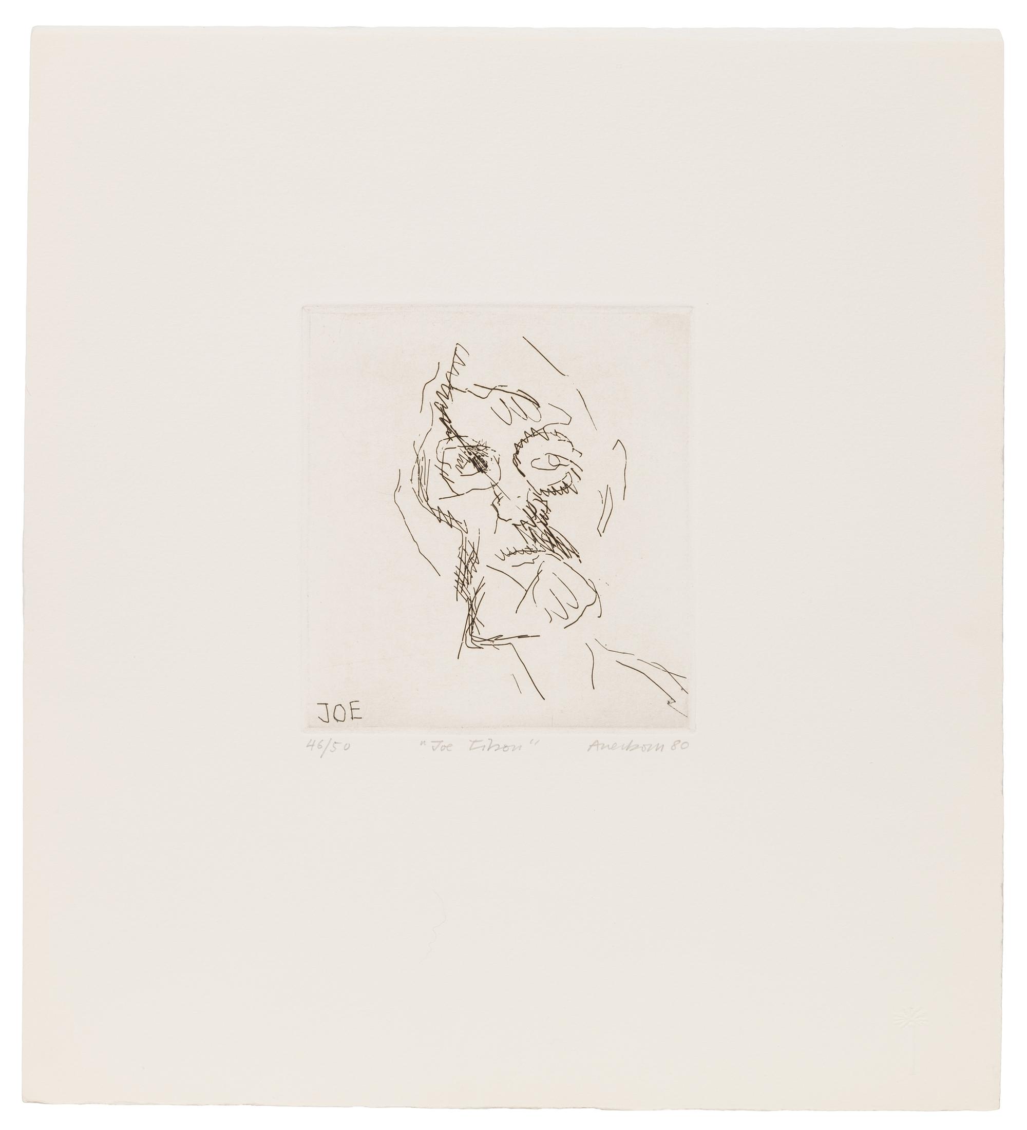 Frank Auerbach, (British, b. 1931), Joe Tilson (from Six Etchings of Heads), 1980