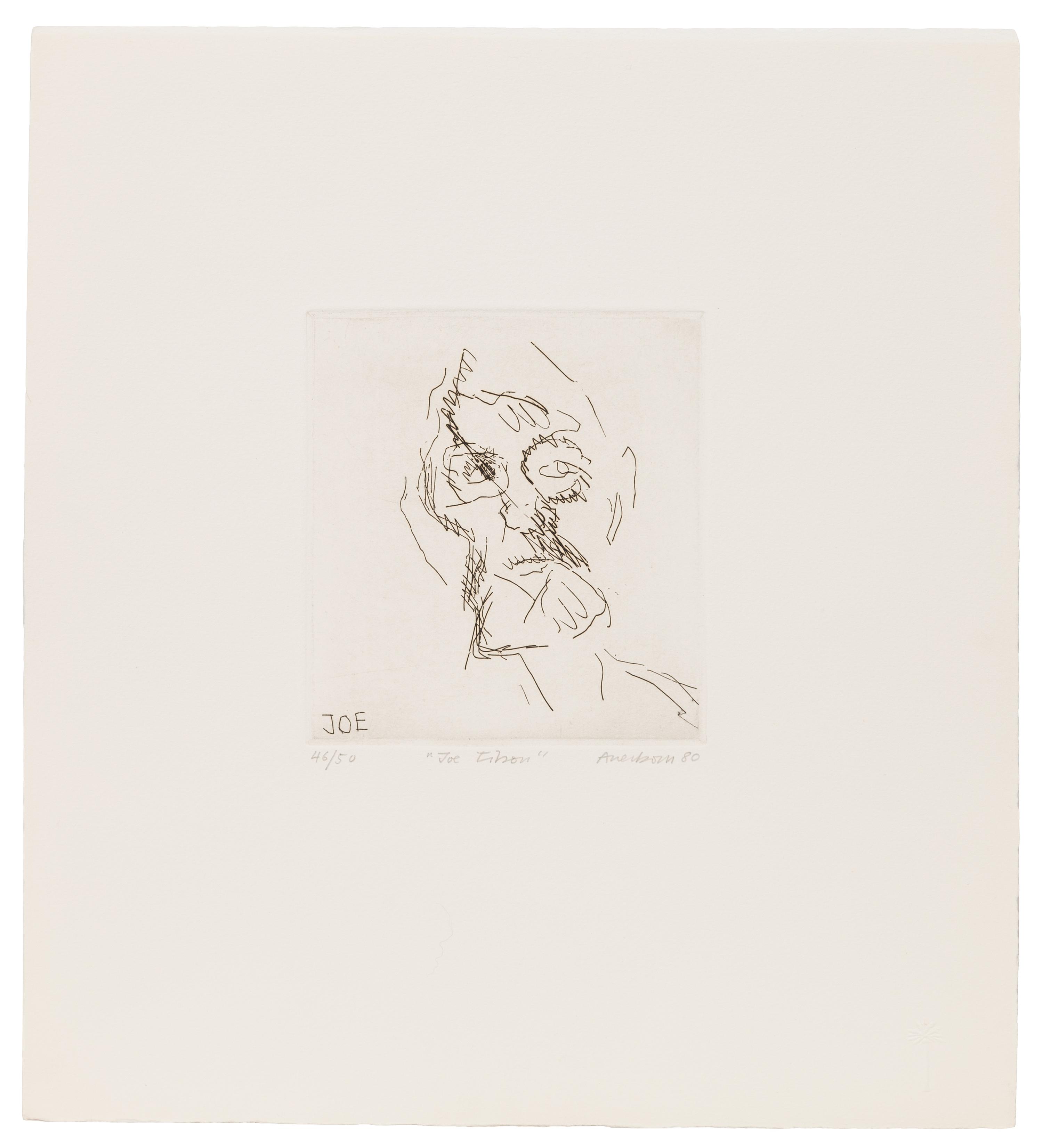 Frank Auerbach, (British, b. 1931), Joe Tilson (from Six Etchings of Heads), 1980