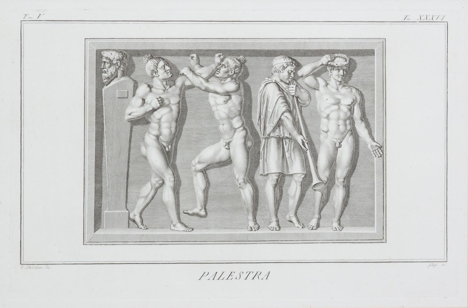A Collection of Eight Black and White Engravings Each: 20 x 12 inches.