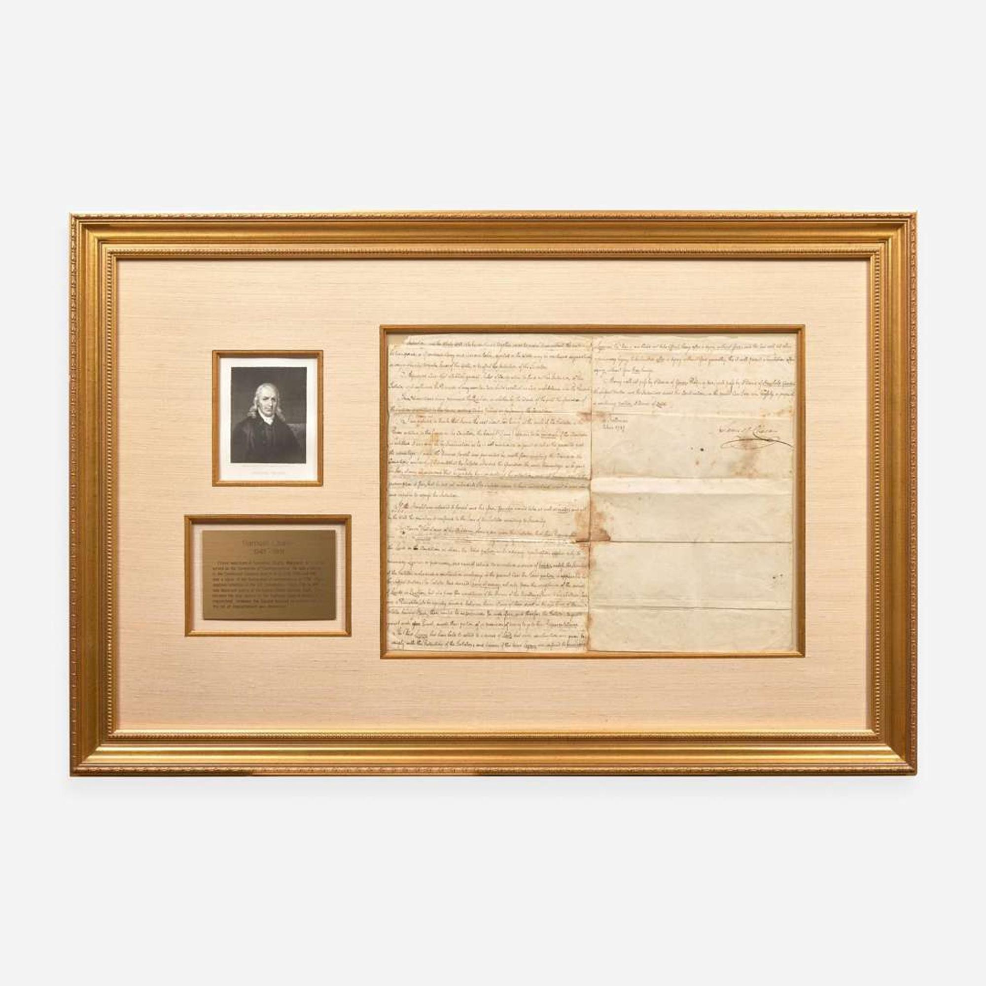 [Declaration of Independence] [Maryland] Chase, Samuel Manuscript Document, signed