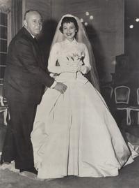 Two Photographic Prints of Olivia de Havilland and Christian Dior and seven Dior fashion show programs with hand-written comments by de Havilland. — From the collection of Olivia de Havilland