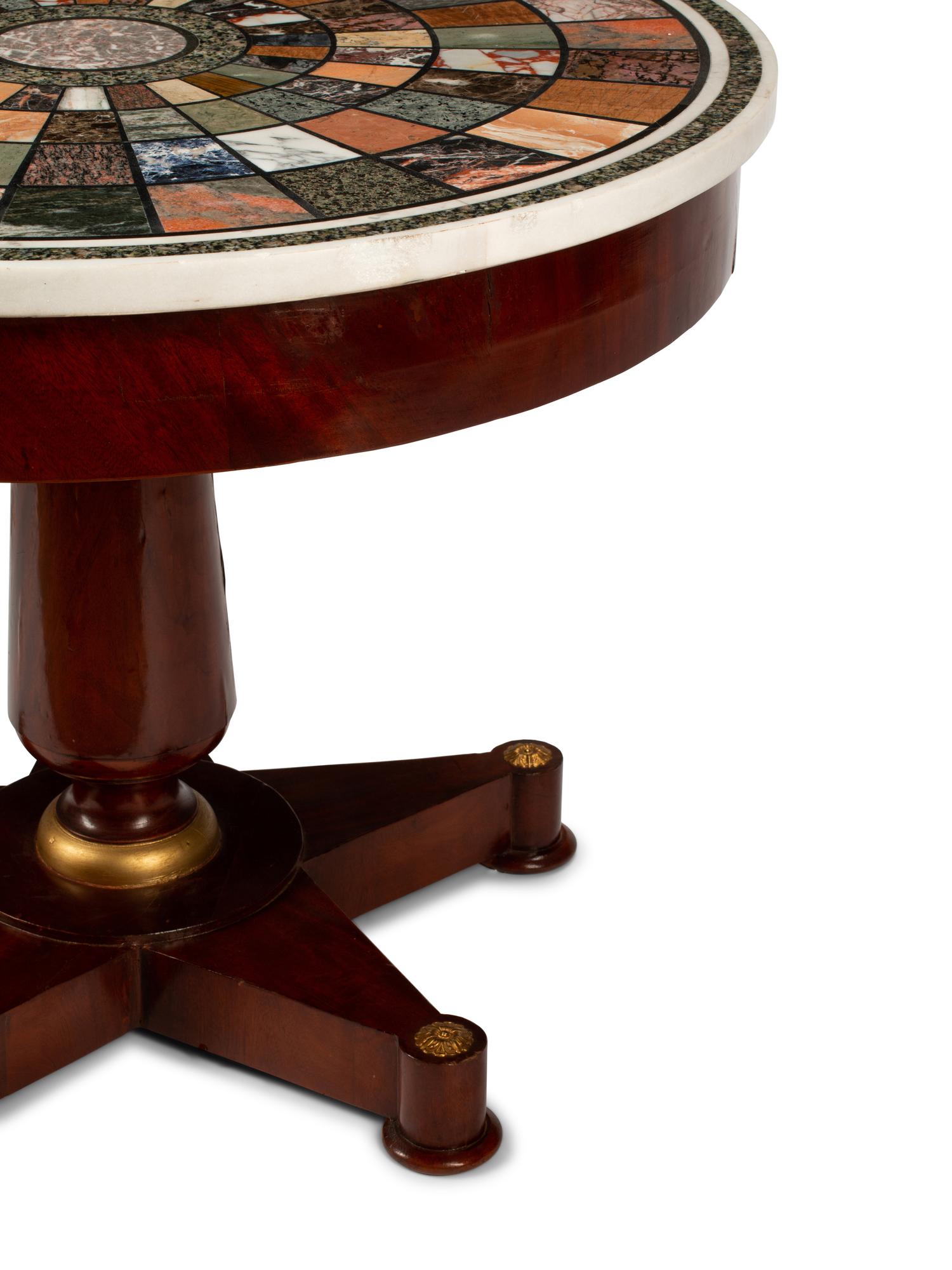 An Empire Style Mahogany Table with a Specimen Marble Top