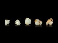 Twelve Chinese Carved Jade Figures of Fruits