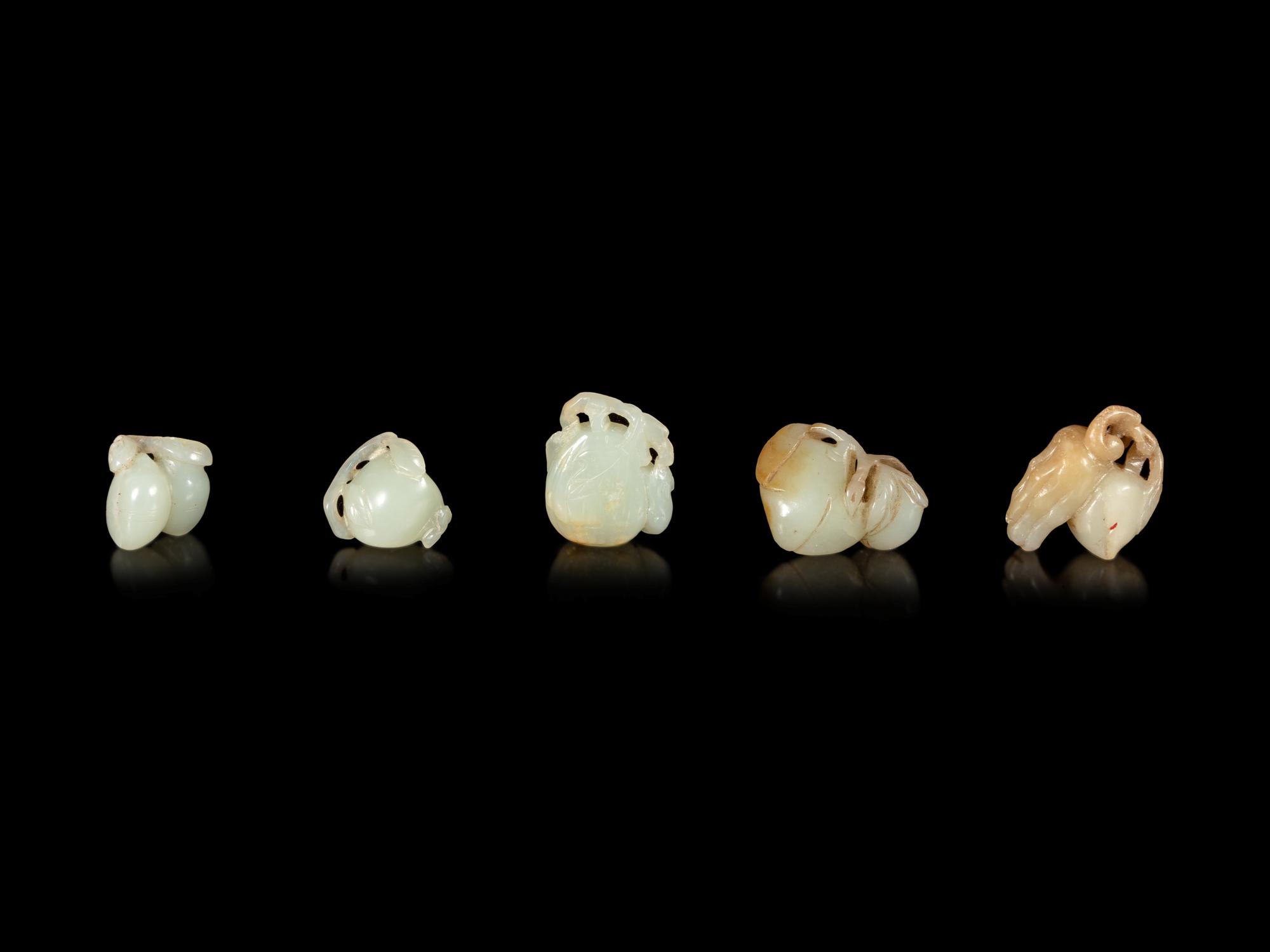 Twelve Chinese Carved Jade Figures of Fruits