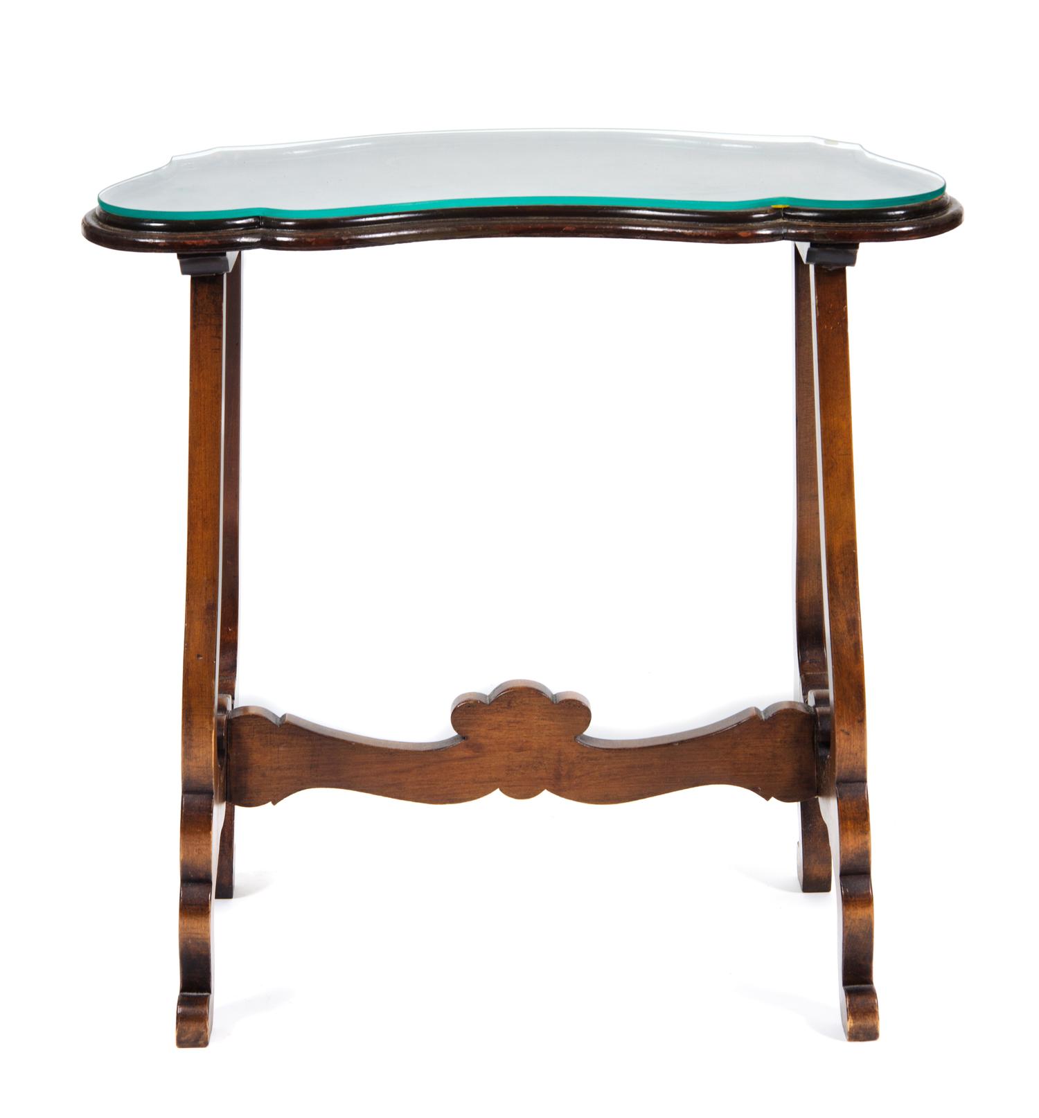 An Italian Walnut Side Table Height 23 x width 12 x depth 22 1/2 inches.