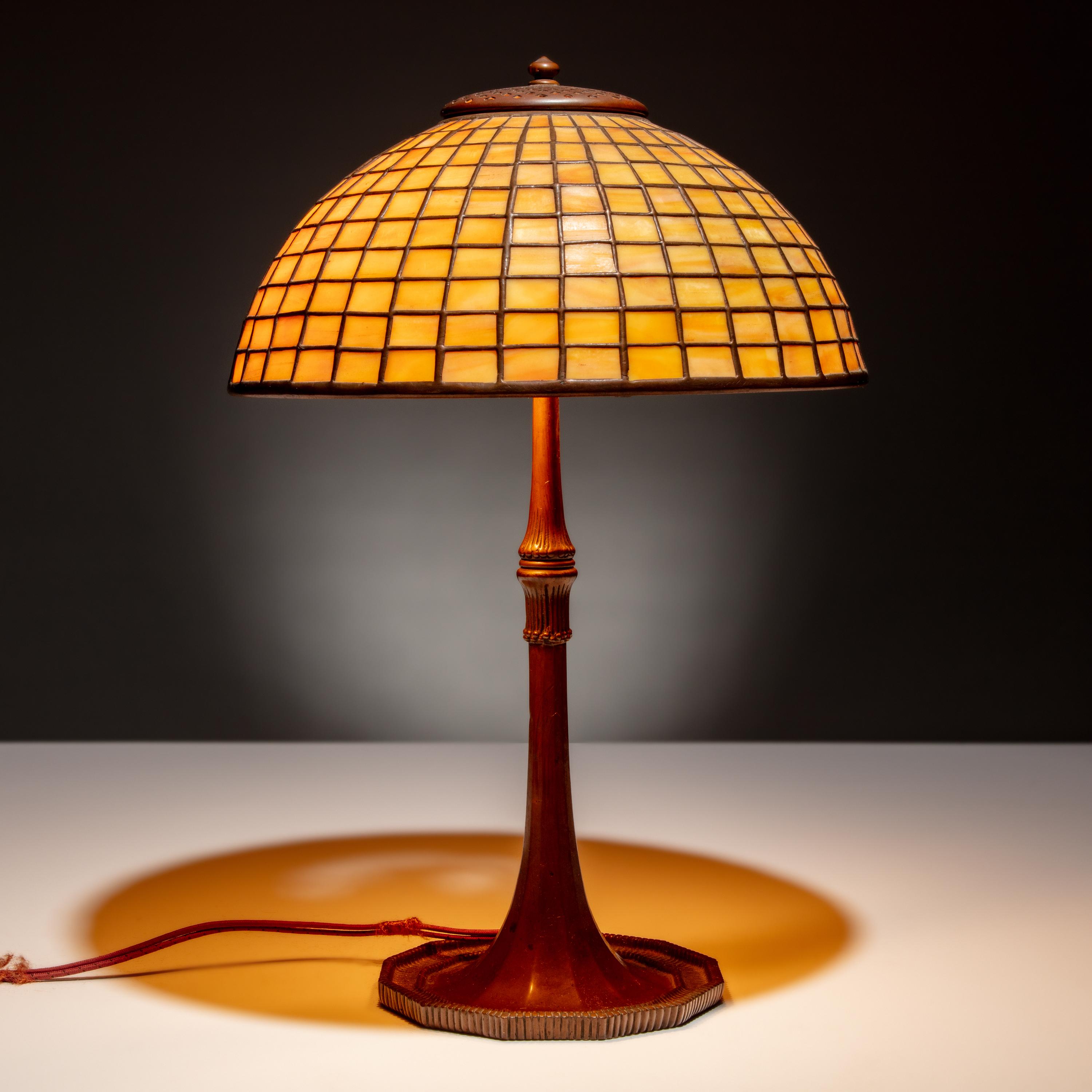 Attributed to Tiffany Studios New York (American, 1880–1930) — Geometric Table Lamp, c. 1910