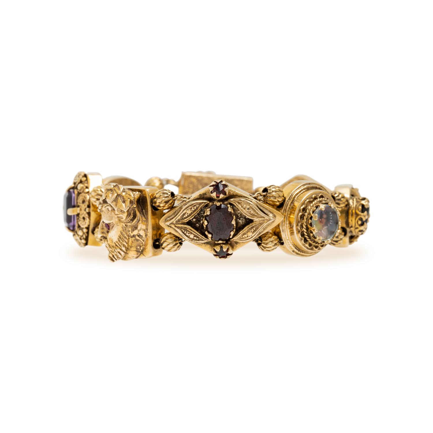 YELLOW GOLD AND MULTIGEM SLIDE CHARM BRACELET
