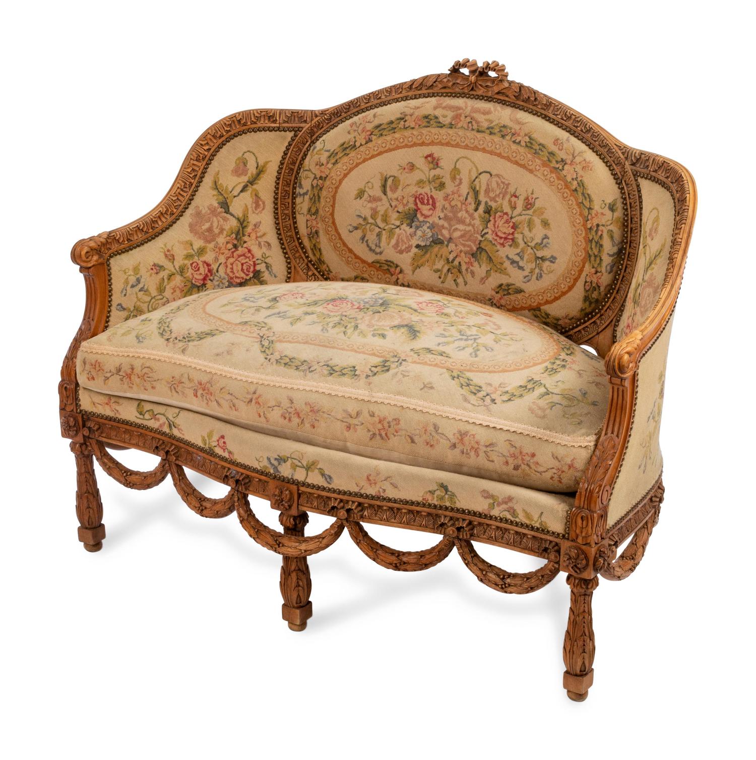 A Louis XVI Style Carved Beechwood Marquise