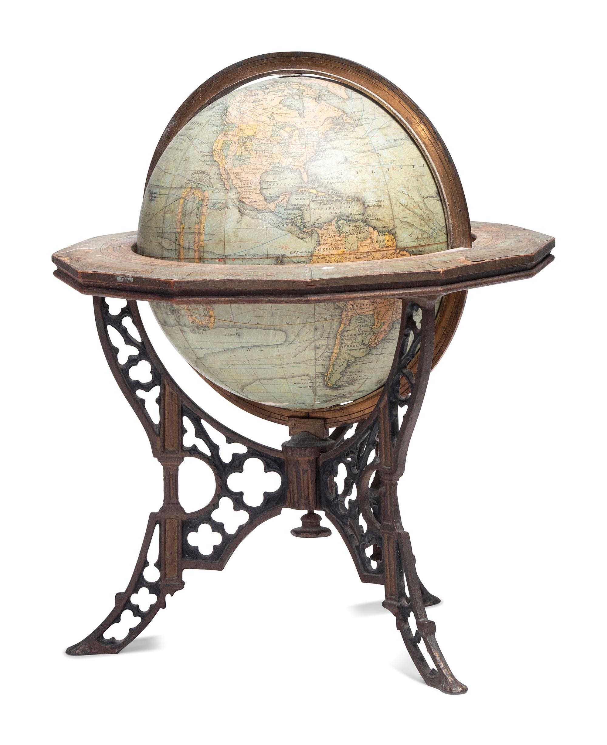 An Eight-Inch Terrestrial Table Globe on Cast-Metal Stand