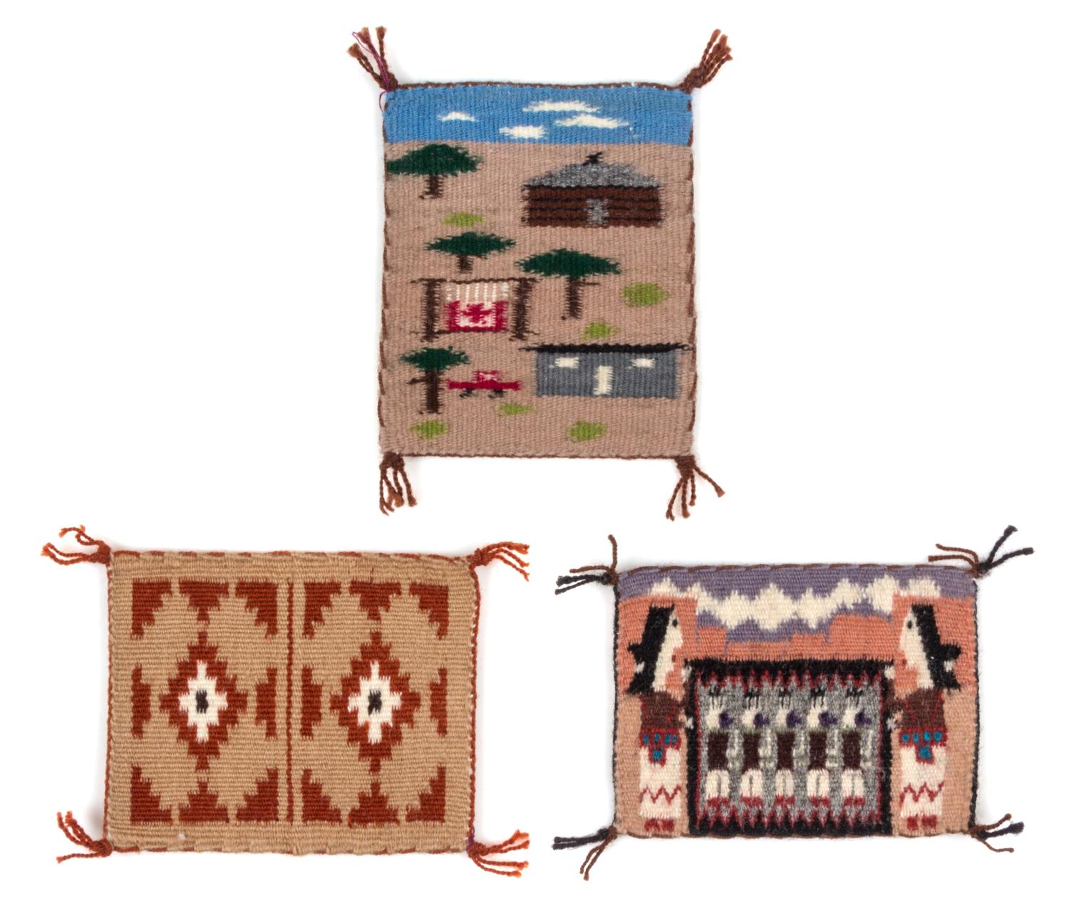 Three Navajo Wool Rugs Largest 3 3/4 x 3 1/4 inches. — Shawnell Brown