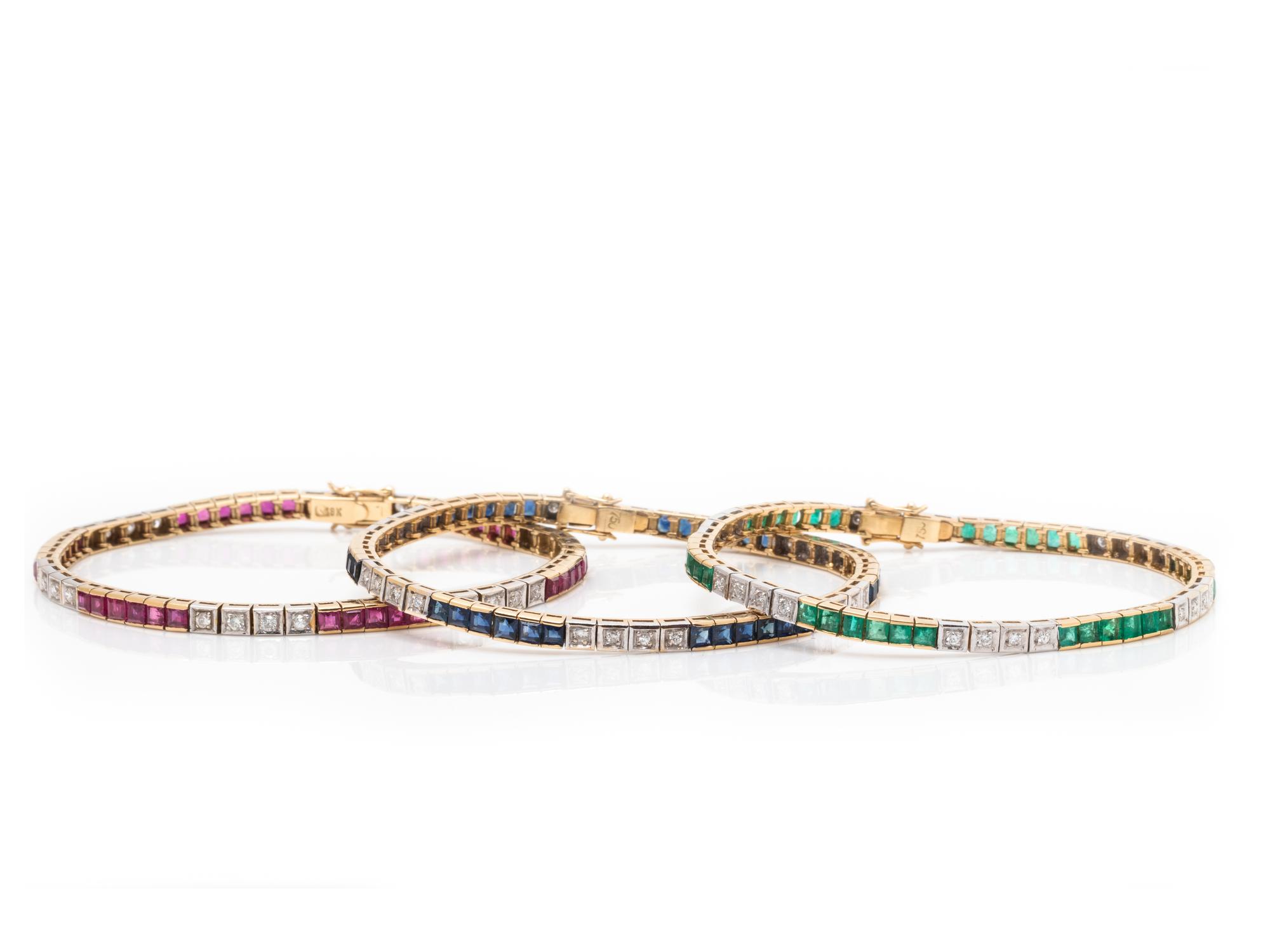 DIAMOND AND GEMSTONE BRACELET SET