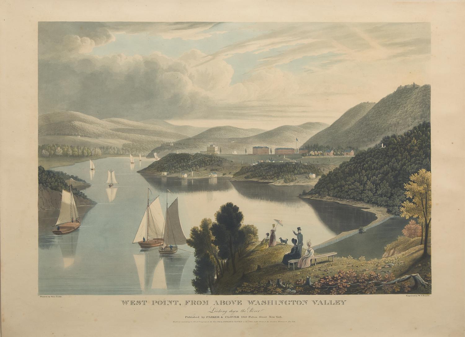 [American Views] Bennett, W(illiam). J(ames). West Point, From Above Washington Valley Looking down the River