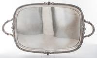 A Sheffield-plate Two-Handled Tray, , of rounded rectangular form and having a gadrooned border.
