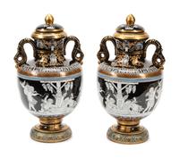 A Pair of Minton Style Porcelain Vases and Covers