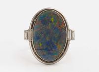 A Platinum and Opal Ring