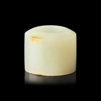 A Large Chinese Pale Celadon Jade Archer's Ring, 18th/19th Century 清中期 白玉扳指一枚