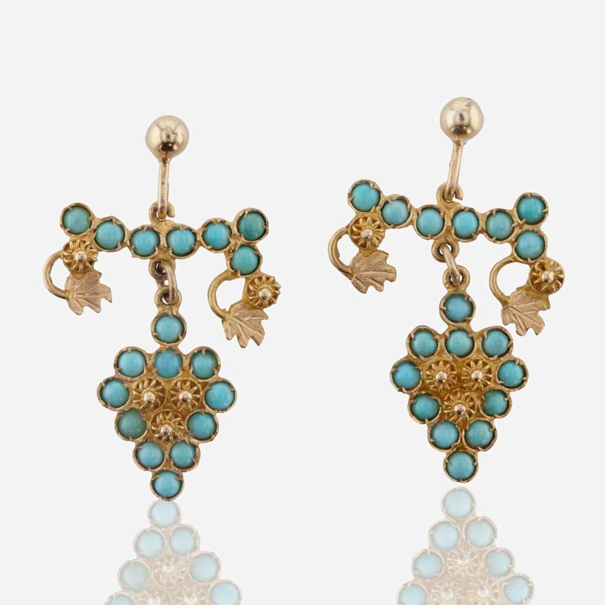 A Set of Yellow Gold and Gemstone Necklace and Earrings