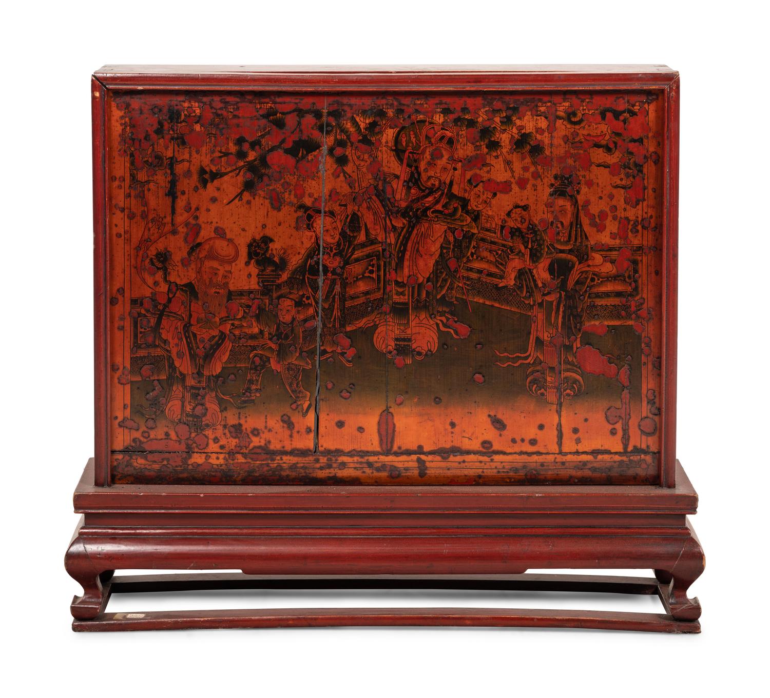 A Chinese Lacquered Table Screen