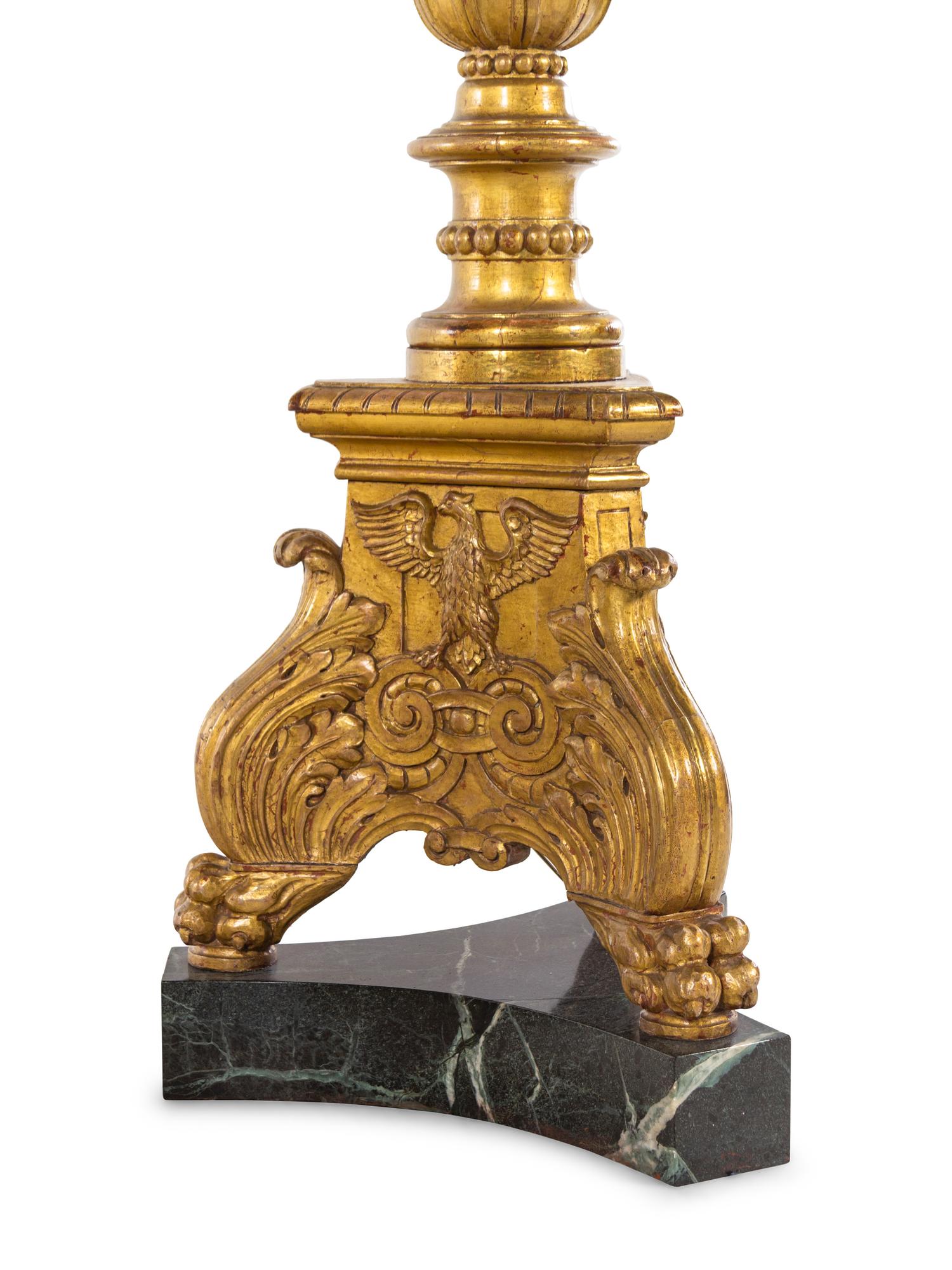 A Pair of Italian Baroque Style Giltwood Torchères