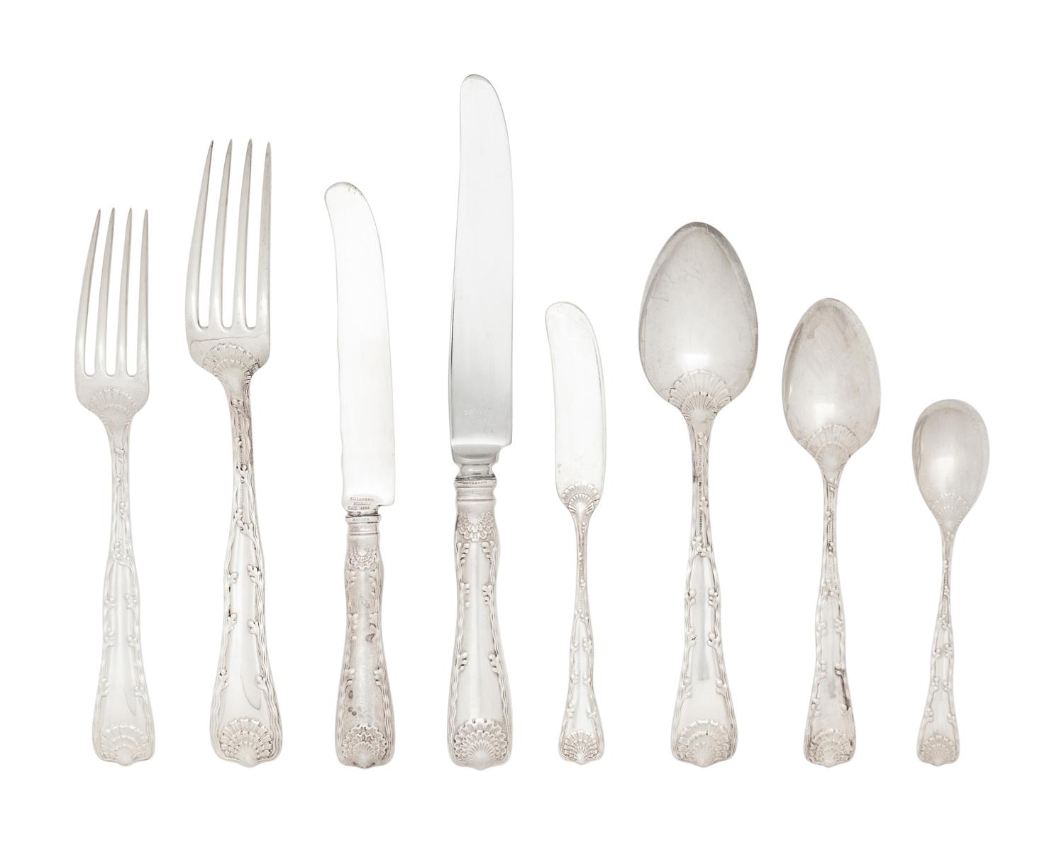 A Tiffany and Co. Wave Edge Silver Flatware Service