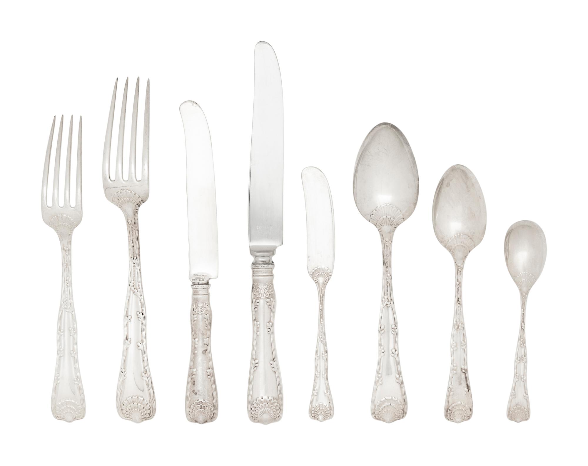 A Tiffany and Co. Wave Edge Silver Flatware Service