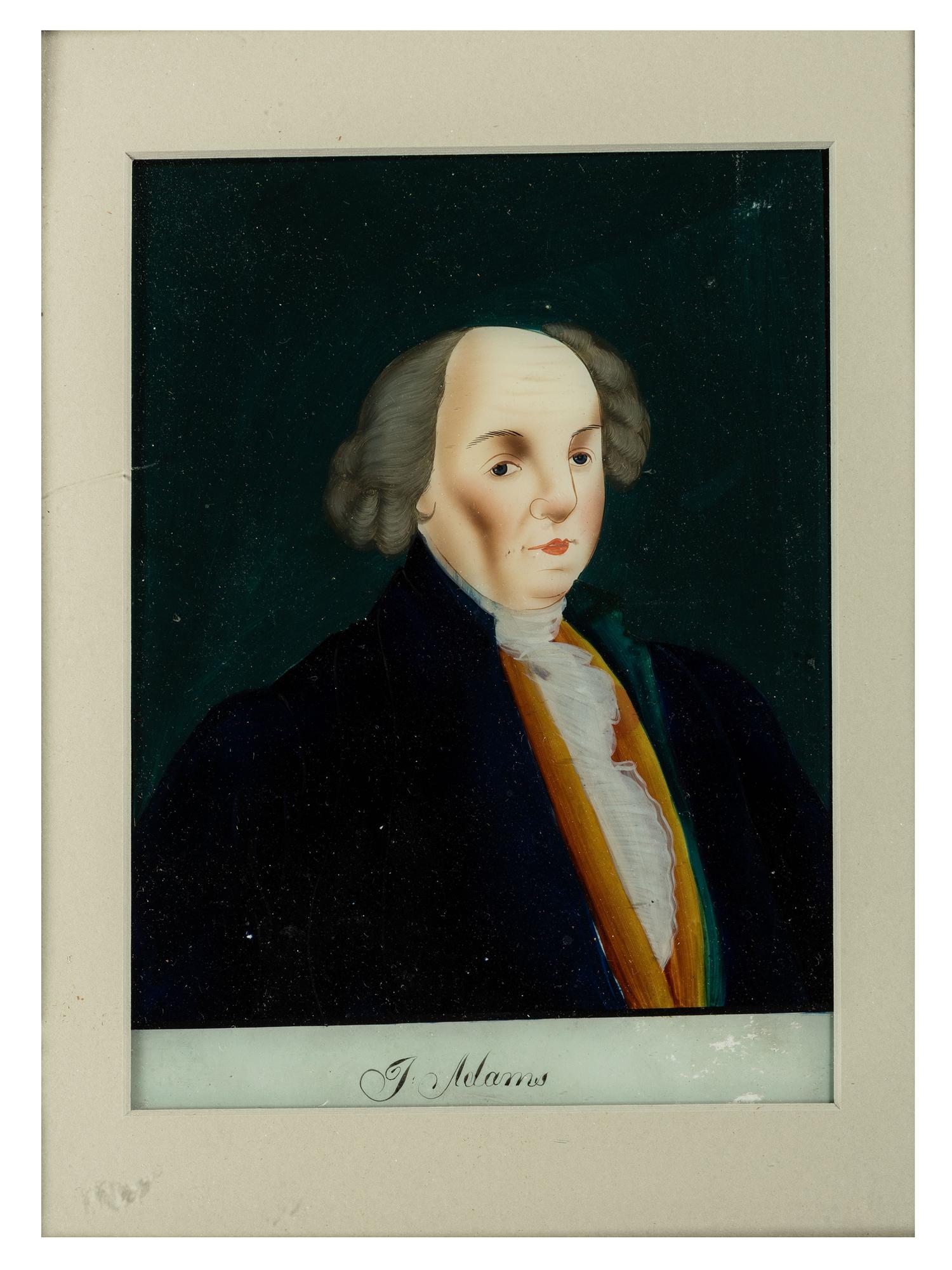 A Chinese Export Reverse Painted Portrait of John Adams