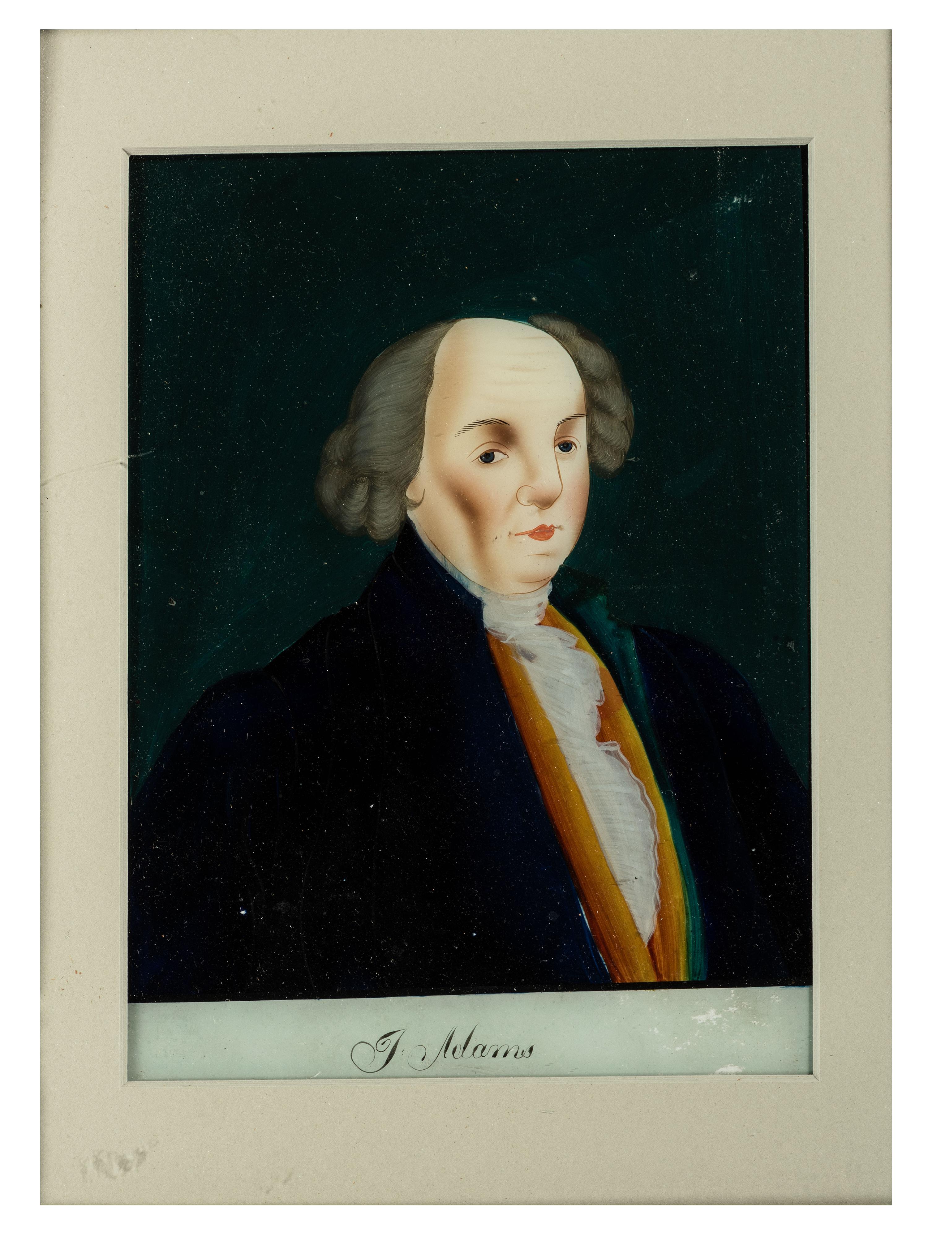 A Chinese Export Reverse Painted Portrait of John Adams