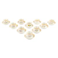 A Set of Ten Royal Copenhagen Flora Danica Porcelain Chocolate Cups and Saucers
