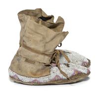 Northern Plains Beaded Hide High Top Moccasins, with Church