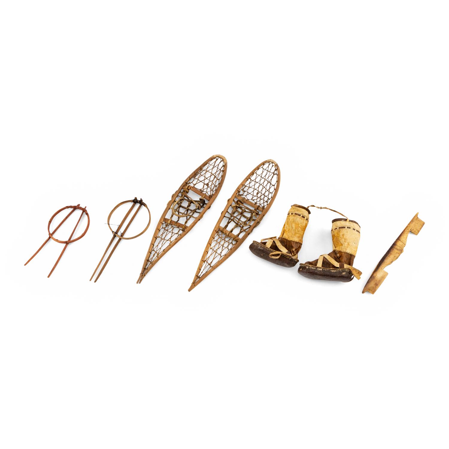 Alaskan Native Model Mukluks, Snowshoes, Harpoon Line Racks, PLUS