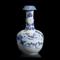 A Japanese Hirado Blue and White "Chrysanthemums" Vase, Late Edo to Meiji Period