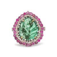 EMERALD, RUBY AND DIAMOND RING