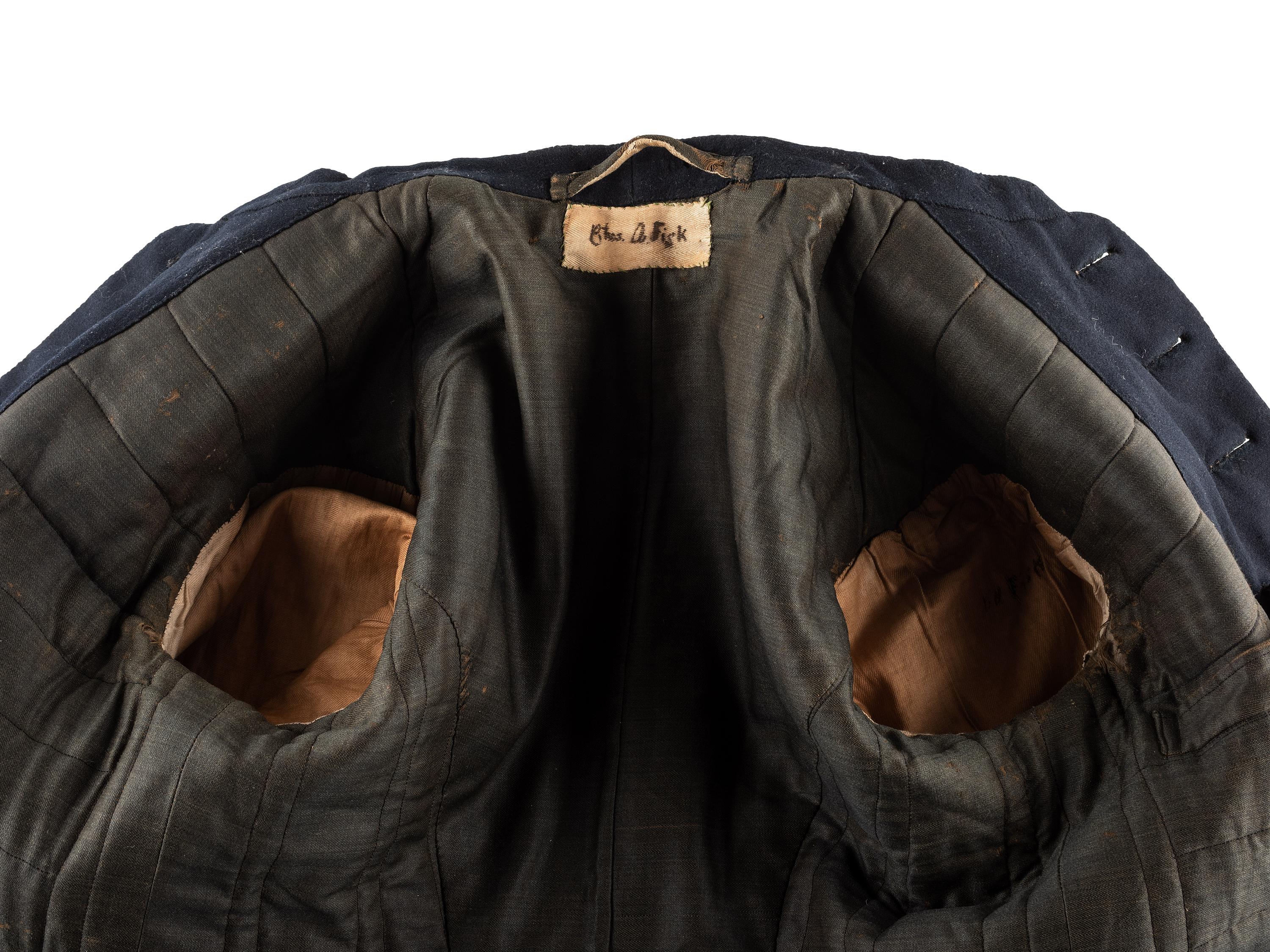 [CIVIL WAR]. Enlisted frock coat identified to Private Charles A. Fisk, 11th Massachusetts Infantry, WIA at Gettysburg.