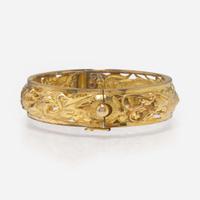 14K Yellow Gold Dragon Bangle Bracelet