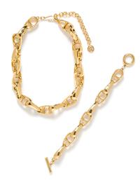 A Givenchy Goldtone Stylized Link Necklace and Bracelet Set, Necklace: 21" length; Bracelet: 9" x .25".