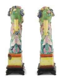 A Pair of Chinese Famille Rose Porcelain Fu Dogs