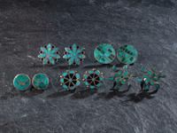 Zuni Silver and Turquoise Channel Inlay Earrings and Cuff Links