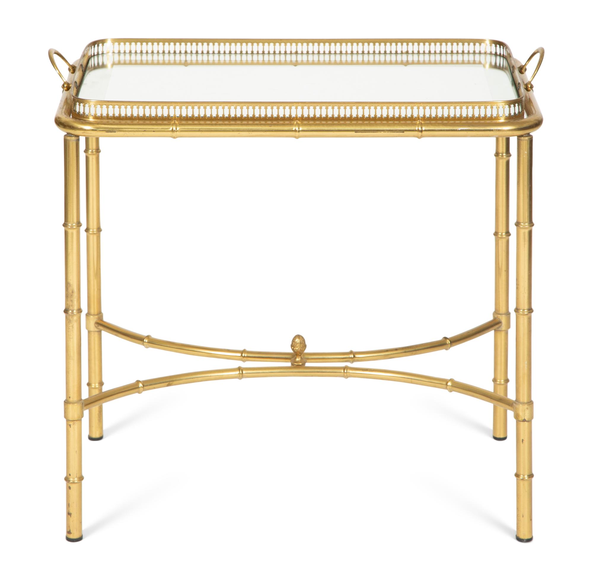 A Regency Style Brass and Glass Tray-Top Side Table