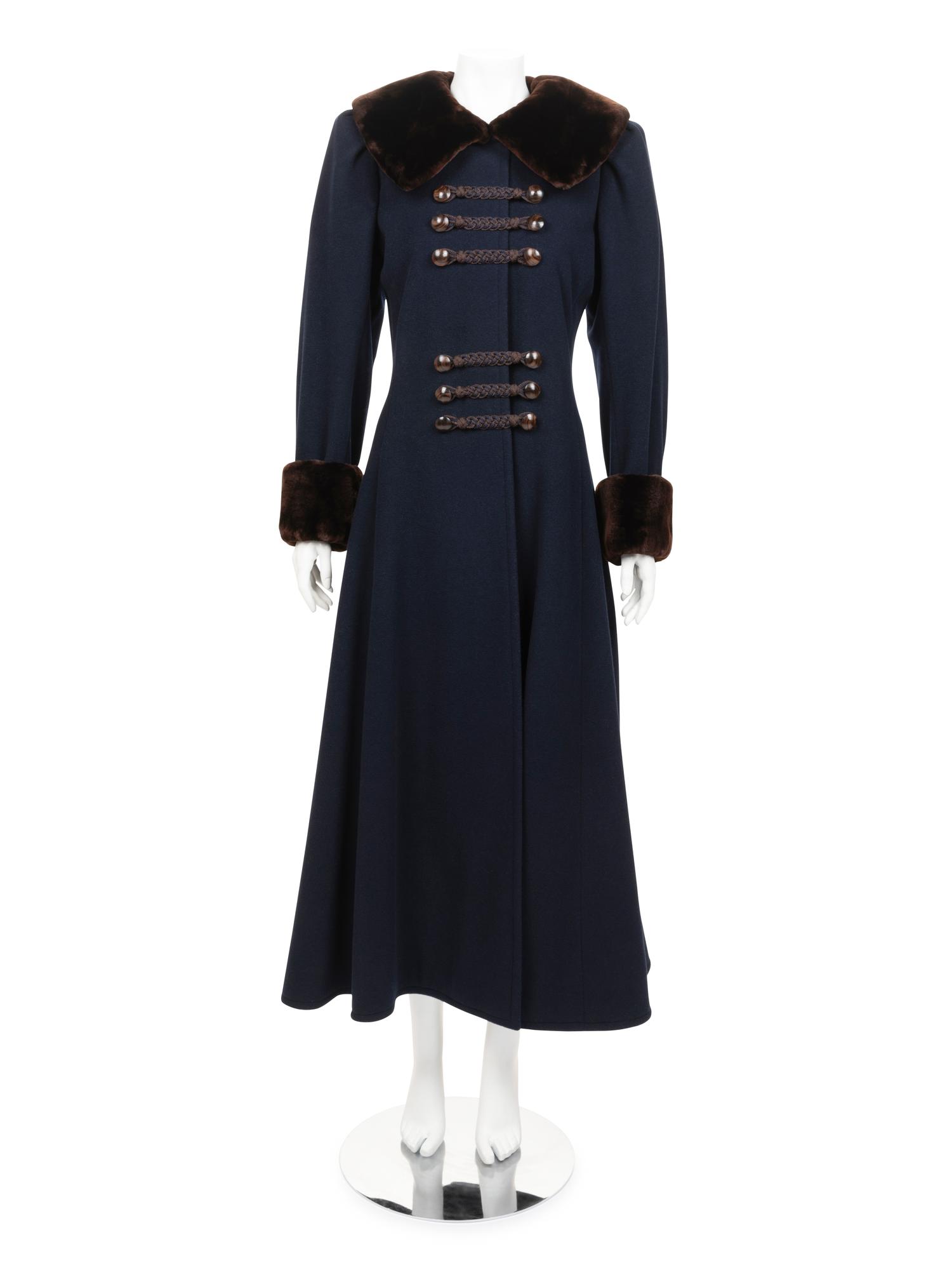 Yves Saint Laurent Haute Couture Wool Coat with Fur Trim, 1976