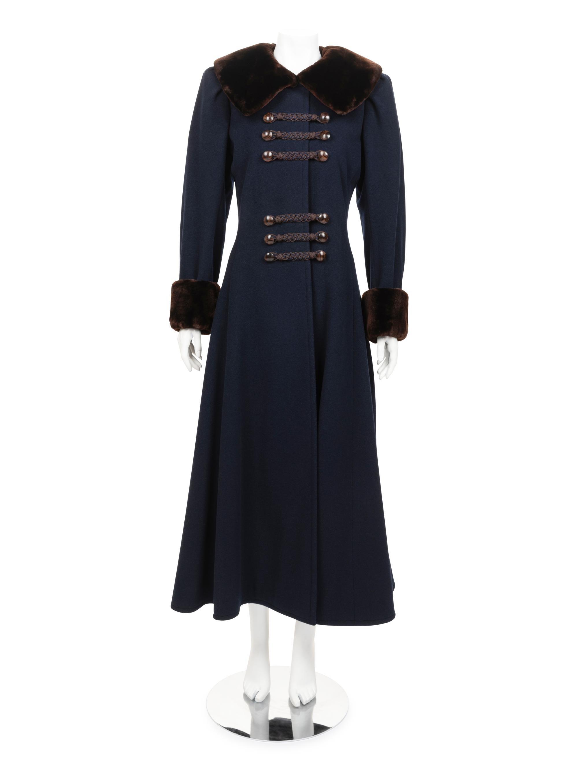 Yves Saint Laurent Haute Couture Wool Coat with Fur Trim, 1976