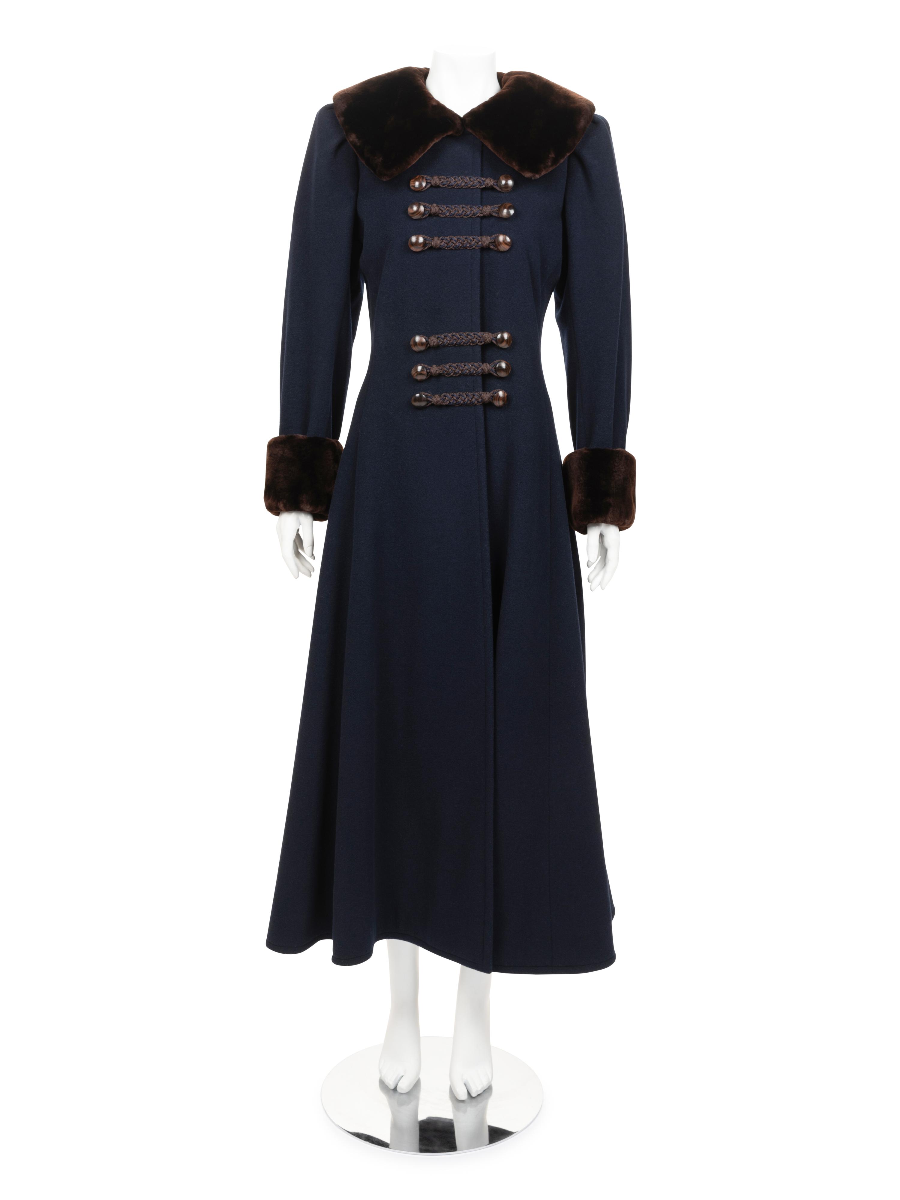 Yves Saint Laurent Haute Couture Wool Coat with Fur Trim, 1976
