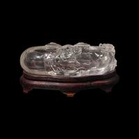 A Chinese Rock Crystal ' Qilong and Ruyi Head ' Brush Washer, 19th-20th Century 清晚期 水晶雕螭龍如意雲紋洗