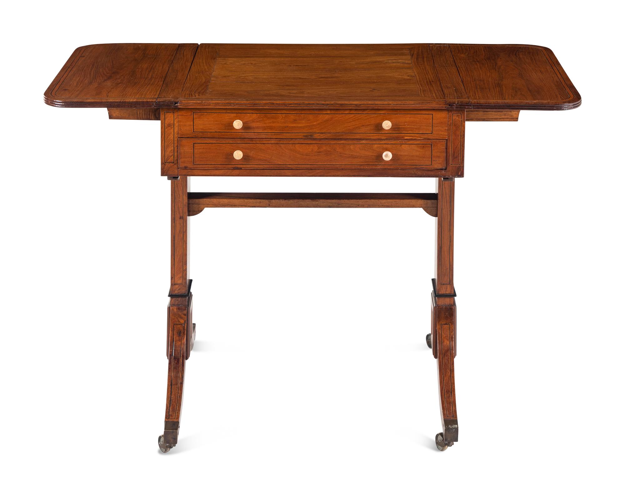 A George III Satinwood Drop-Leaf Game Table
