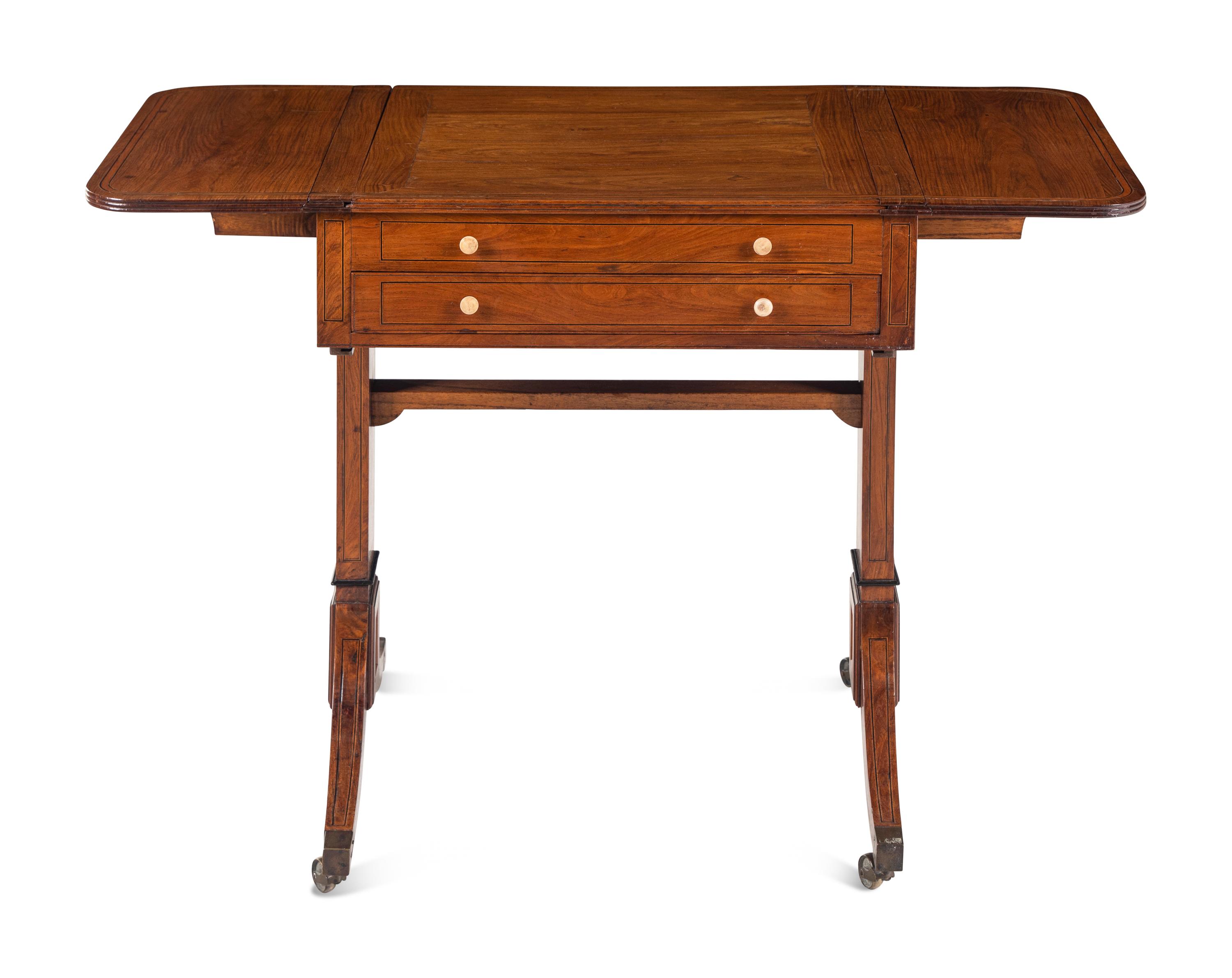 A George III Satinwood Drop-Leaf Game Table