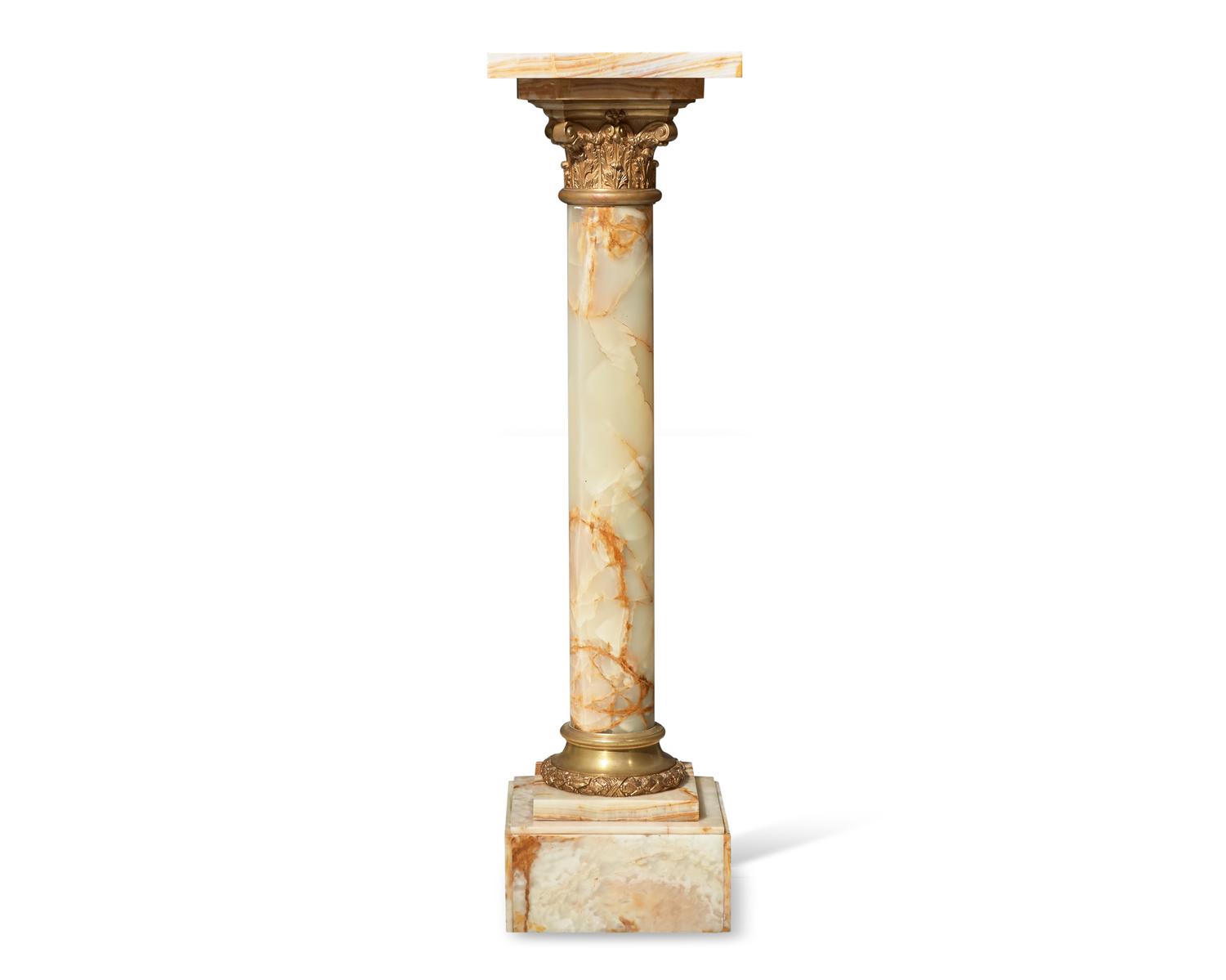 A Classical gilt bronze-mounted onyx pedestal, 20th century